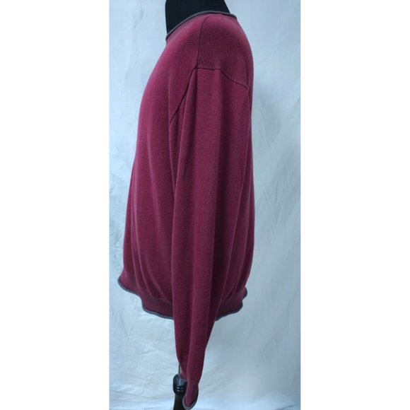 Chaps Denim Mens Large Red Grey Pullover Long Sleeve Logo Stretch Sweater - Picture 10 of 12